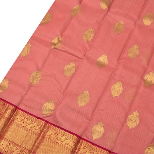 Peach Pink Kanchi Organza Silk Saree